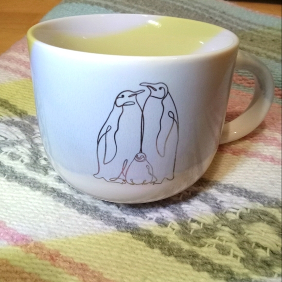 4/$15 Place and Time mug with Penguin family Blue & White Silver Outline - Picture 1 of 6